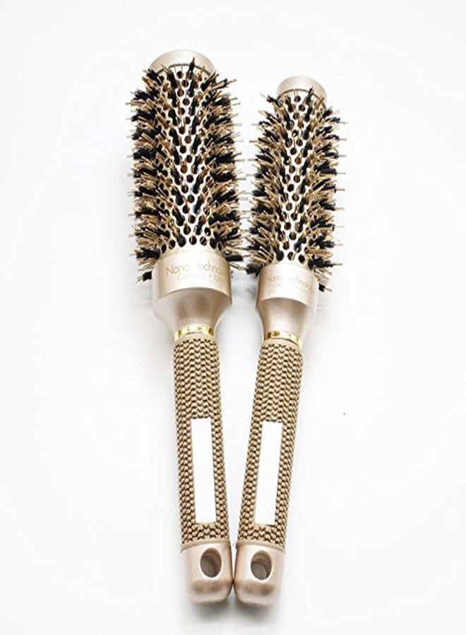 BeiHCain Gold Hair Brush Set - Durable Thermal Aluminum Tube Professional Styling Brush, Curling Boar Bristle Brush for Women - Image 2